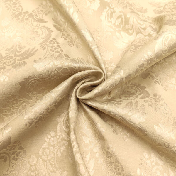 Tessuto Jacquard in cotone motivo floreale barocco beige