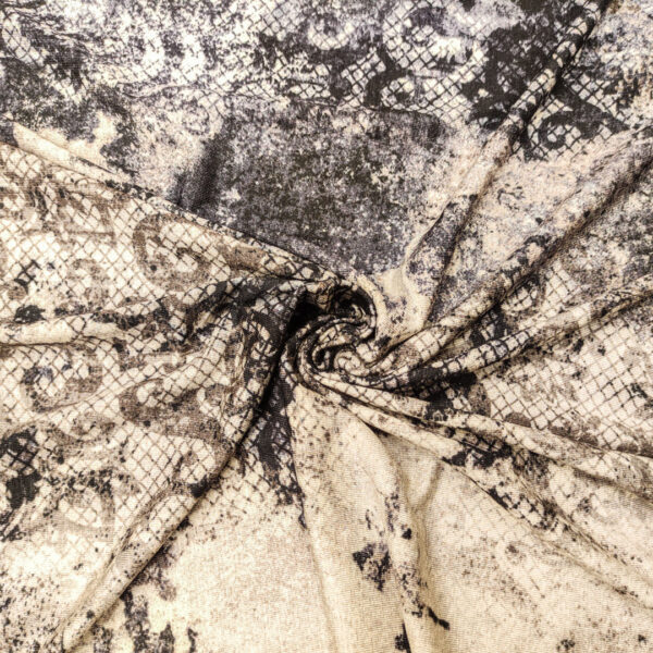 Tessuto Jersey di cotone a fantasia motivo astratto grigio - tortora - beige