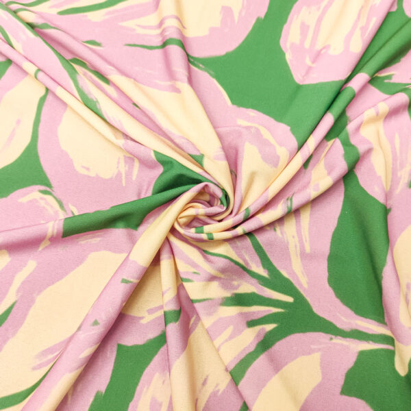 Tessuto Jersey a fantasia motivo floreale glicine - verde - avorio