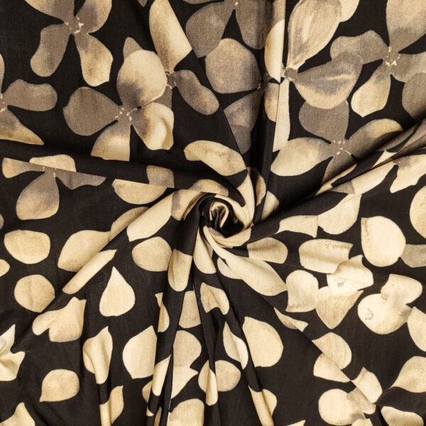 Tessuto Jersey a fantasia motivo floreale nero - beige - tortora