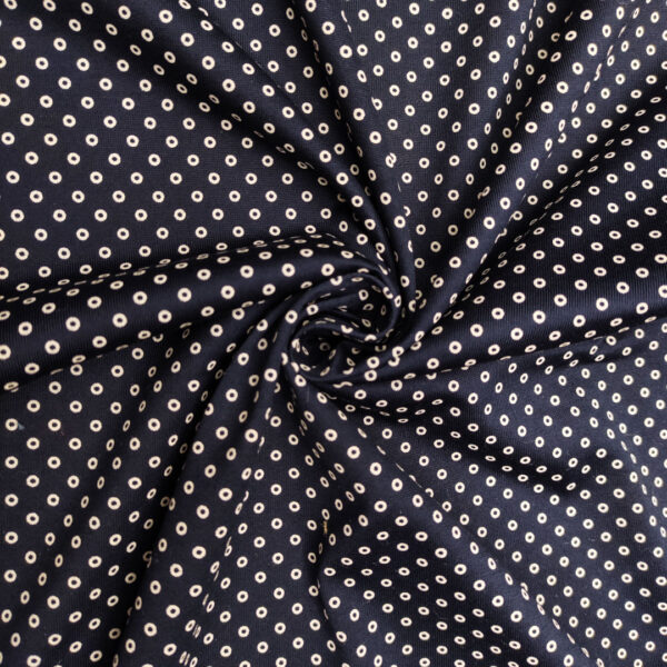 Tessuto Jersey di cotone a fantasia motivo pois blu - bianco