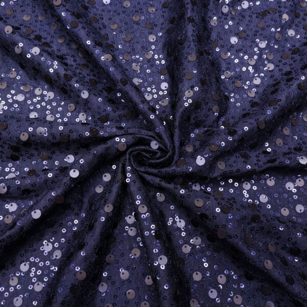 Tessuto jersey Ricamato con paillettes tinta unita bluette