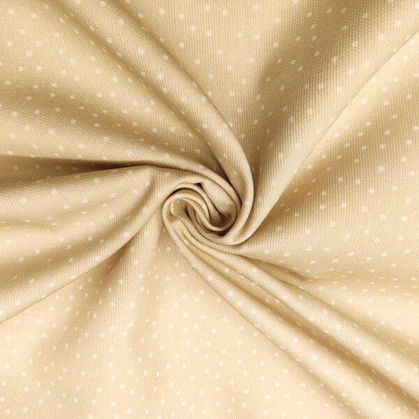 Tessuto Millerighe di Cotone a fantasia motivo pois piccoli beige - bianco