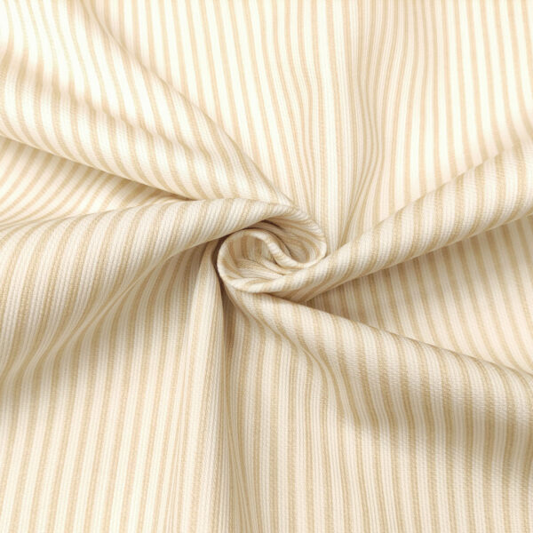 Tessuto Millerighe di Cotone a fantasia motivo rigato beige - bianco