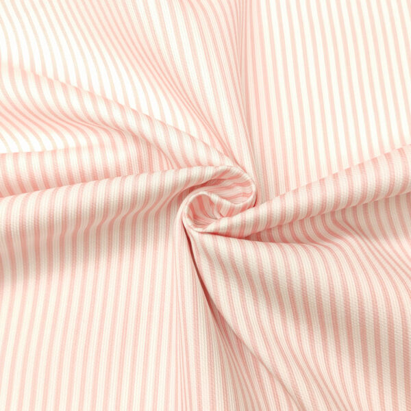 Tessuto Millerighe di Cotone a fantasia motivo rigato bianco - rosa