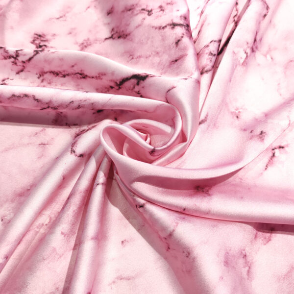 Tessuto Satin elasticizzato a fantasia motivo astratto rosa - lavanda