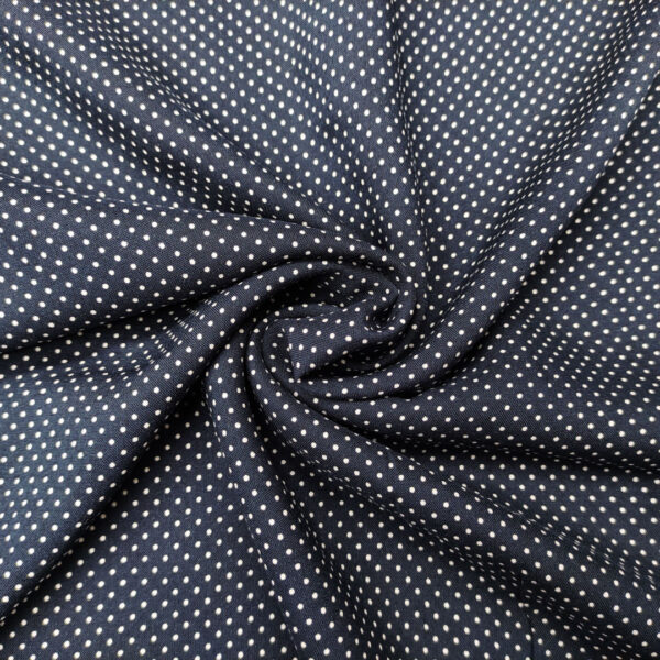 Tessuto Viscosa a fantasia motivo pois blu notte - bianco