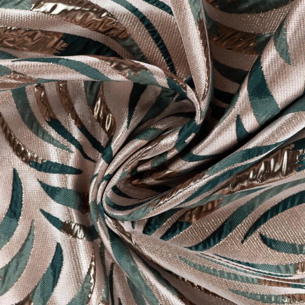 Tessuto Broccato motivo astratto oro - petrolio - verde