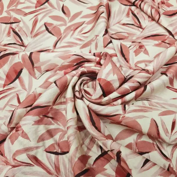 Tessuto Crepe geranio panna viscosa motivo floreale