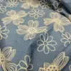 Tessuto Jeans Chambray ricamato motivo floreale dettaglio iaiatessuti