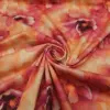 Tessuto Rasatello di cotone arancione magenta corallo motivo floreale iaiatessuti
