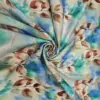 Tessuto Rasatello di cotone turchese bordeaux beige motivo floreale iaiatessuti
