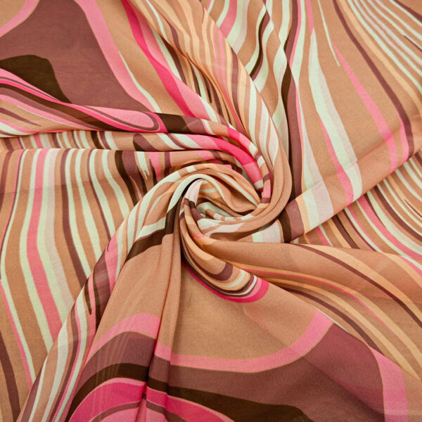 Tessuto Georgette a fantasia motivo astratto rosa - magenta - fucsia