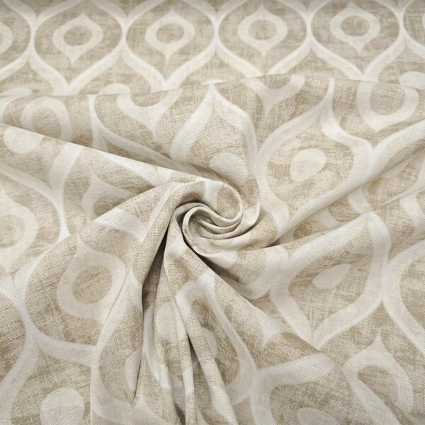 Tessuto Misto Cotone per arredo a fantasia motivo geometrico beige - tortora