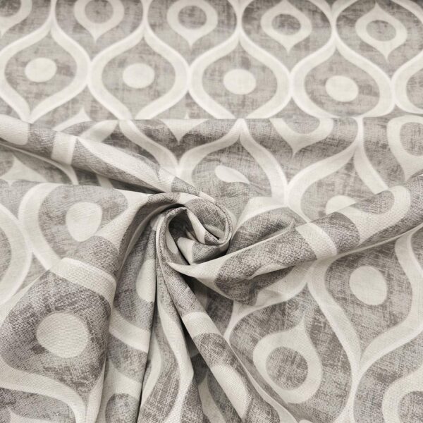 Tessuto Misto Cotone per arredo a fantasia motivo geometrico grigio - tortora