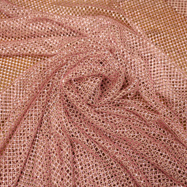 Scampolo Tessuto rete con strass rosa