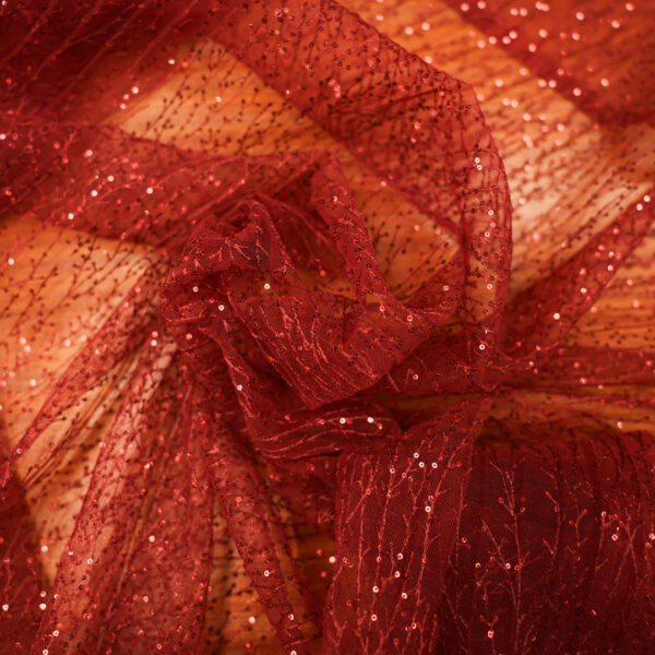 Scampolo Tessuto tulle ricamato bordeaux