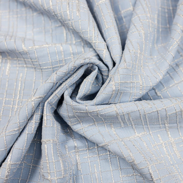 Tessuto Broccato elasticizzato motivo astratto celeste - argento