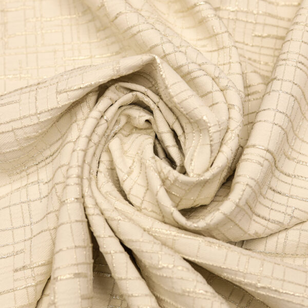 Tessuto Broccato elasticizzato motivo astratto panna - oro