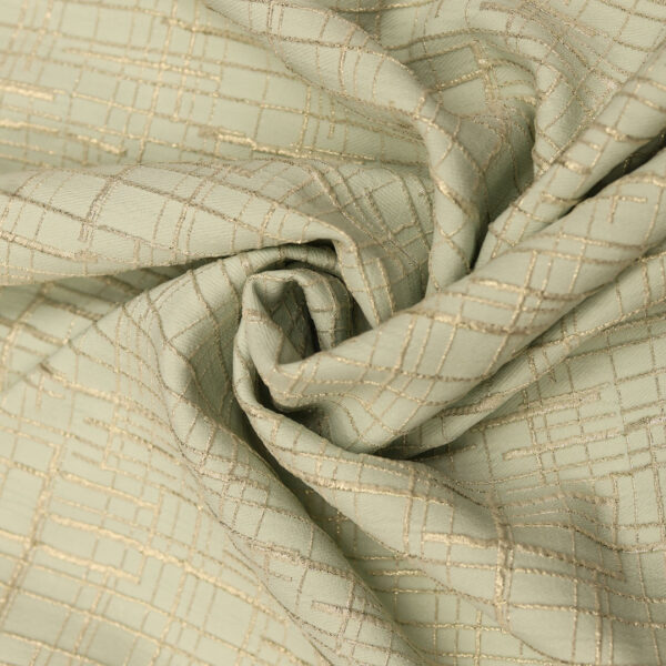Tessuto Broccato elasticizzato motivo astratto salvia - oro