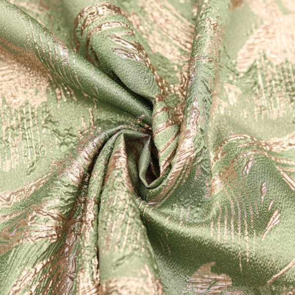 Tessuto Broccato in seta motivo floreale salvia - beige