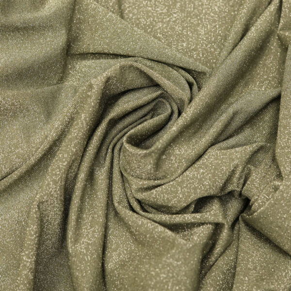 Tessuto Jersey lurex verde militare - argento