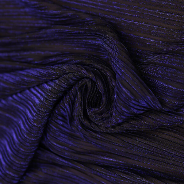Tessuto Jersey  plissè lurex blu - nero