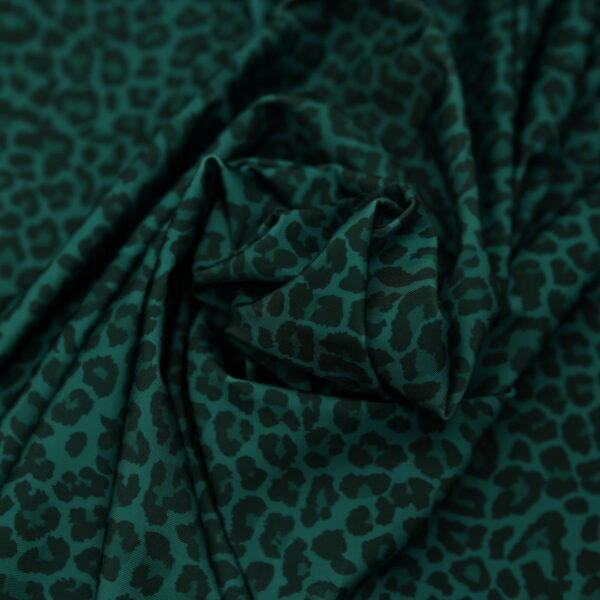 Tessuto Lycra a fantasia motivo animalier verde ottanio - verde petrolio