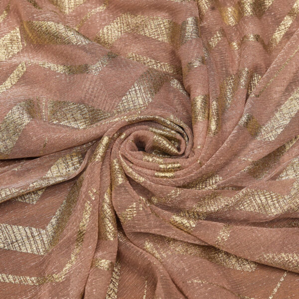 Tessuto Tulle lurex elasticizzato motivo geometrico oro - rosa antico