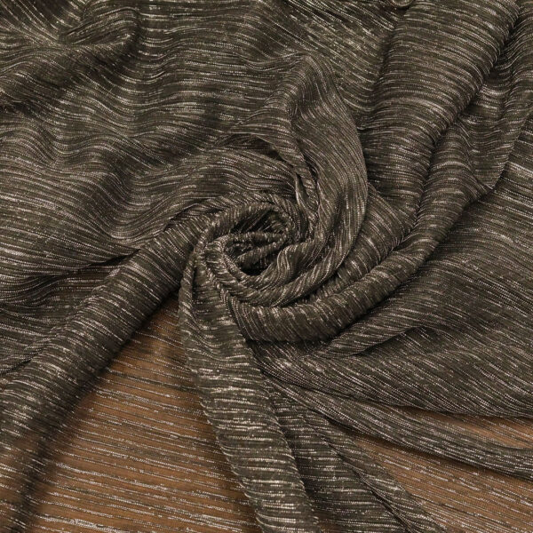 Tessuto Tulle plissè lurex argento - nero