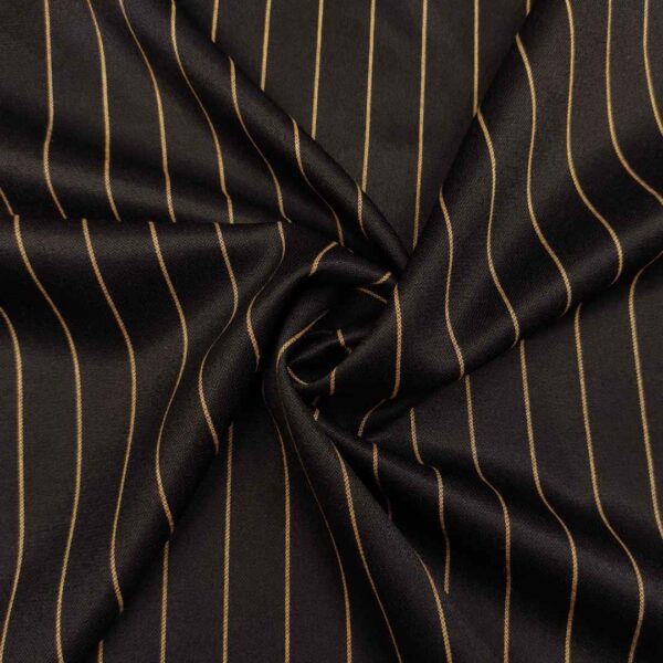 Tessuto Cady Elasticizzato effetto melange motivo gessato nero oro