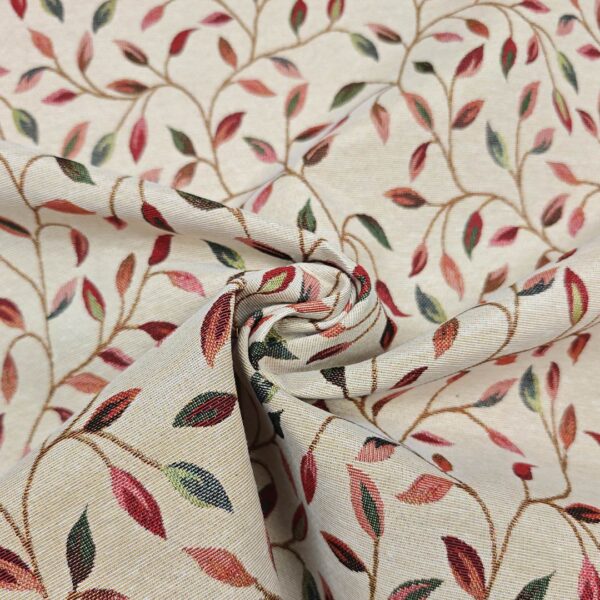 Tessuto Gobelin a fantasia motivo floreale beige bordeaux verde