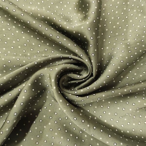 Scampolo Tessuto Satin a Fantasia motivo pois salvia bianco