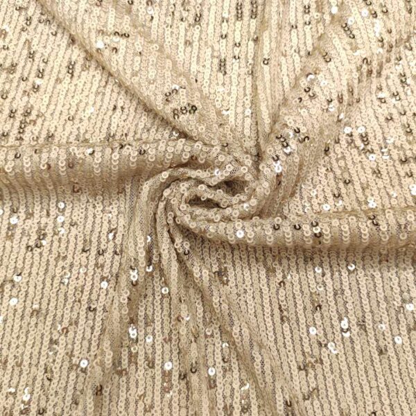 Tessuto Tulle Elasticizzato Ricamato con paillettes platino