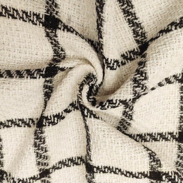 Tessuto Tweed Bouclé motivo quadri bianco nero