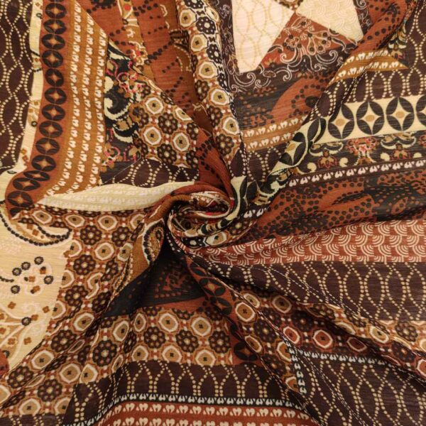 Tessuto Georgette a fantasia motivo floreale coccio beige marrone