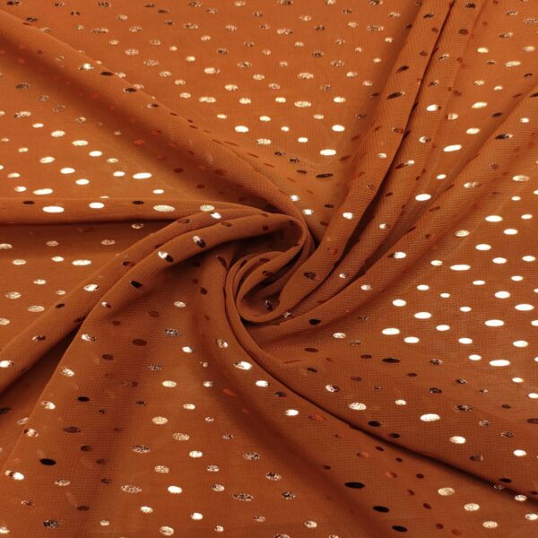 Tessuto Georgette a fantasia motivo lurex bronzo