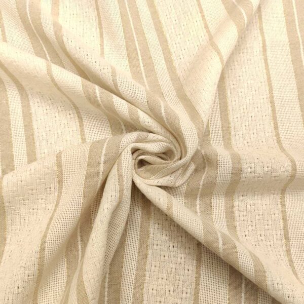 Tessuto Misto Lino Lame' motivo riga larga oro panna beige